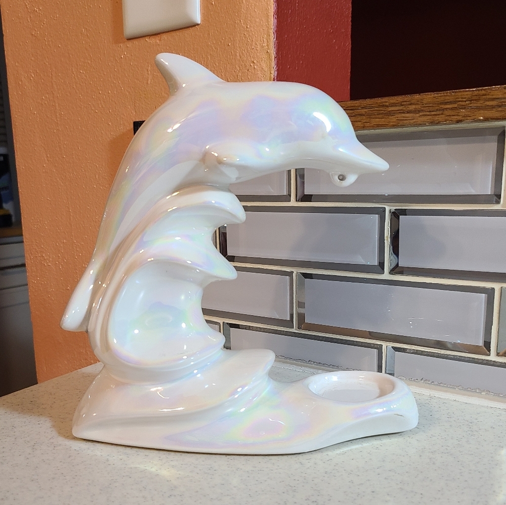 Ceramic Dolphin Shimmery Pearl Poland Made - Picture 10 of 16